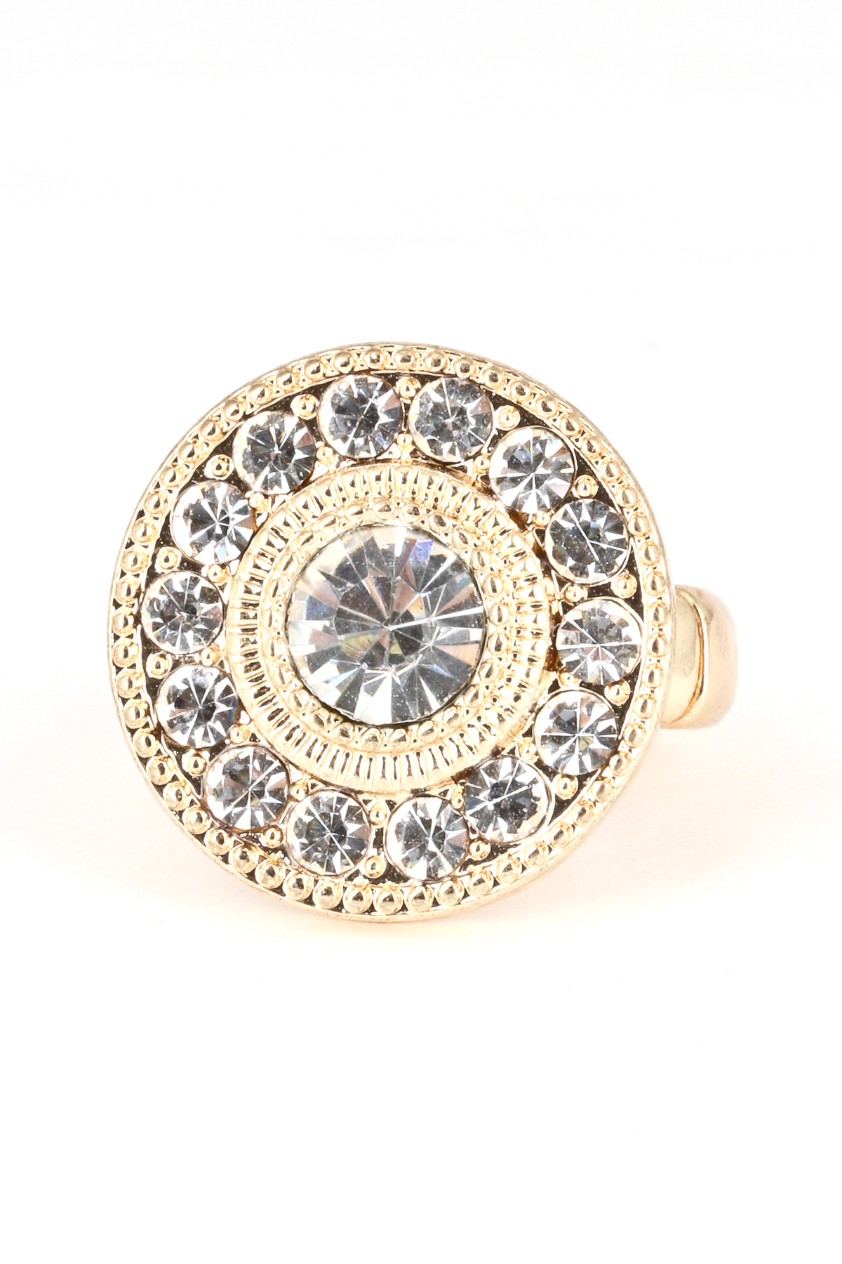 Crystal Stone Disc Stretch Ring Rings