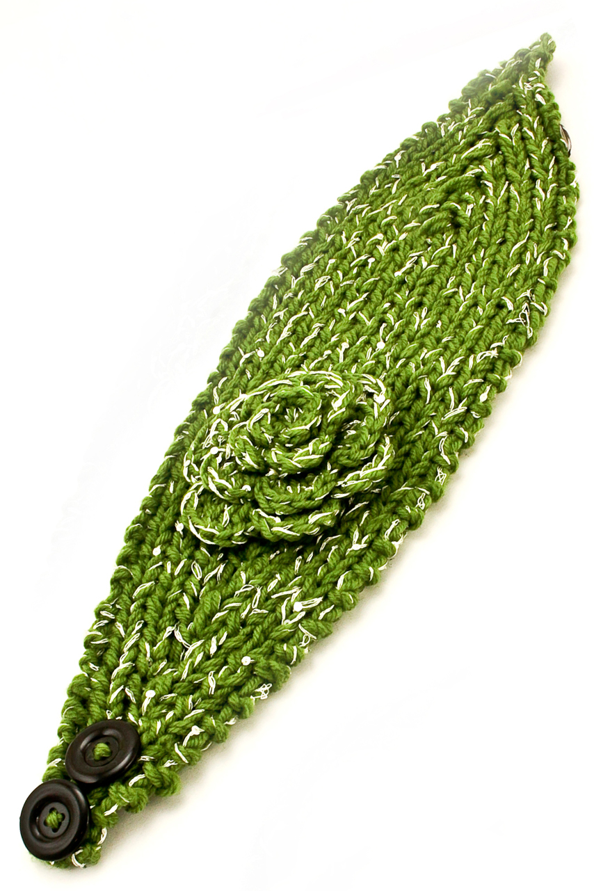 Adjustable Knit Flower Headband/Ear Warmer - Hair Accessories