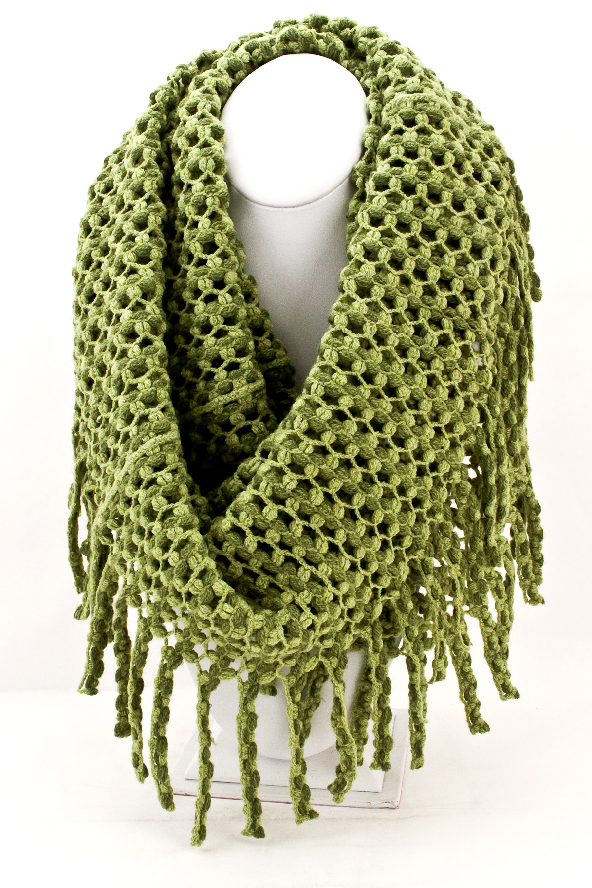 Knitted Fringe Infinity Scarf Scarves