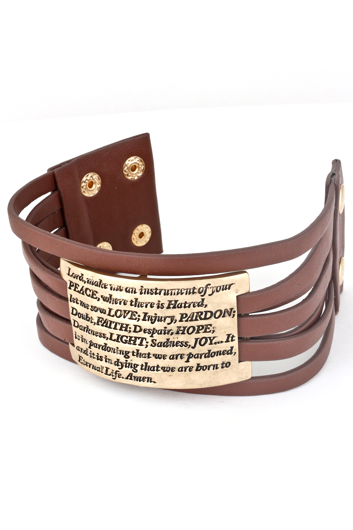 Leather Saint Francis Prayer Adjule Bracelet Bracelets Leather Prayer Of Saint Francis Adjule Bracelet