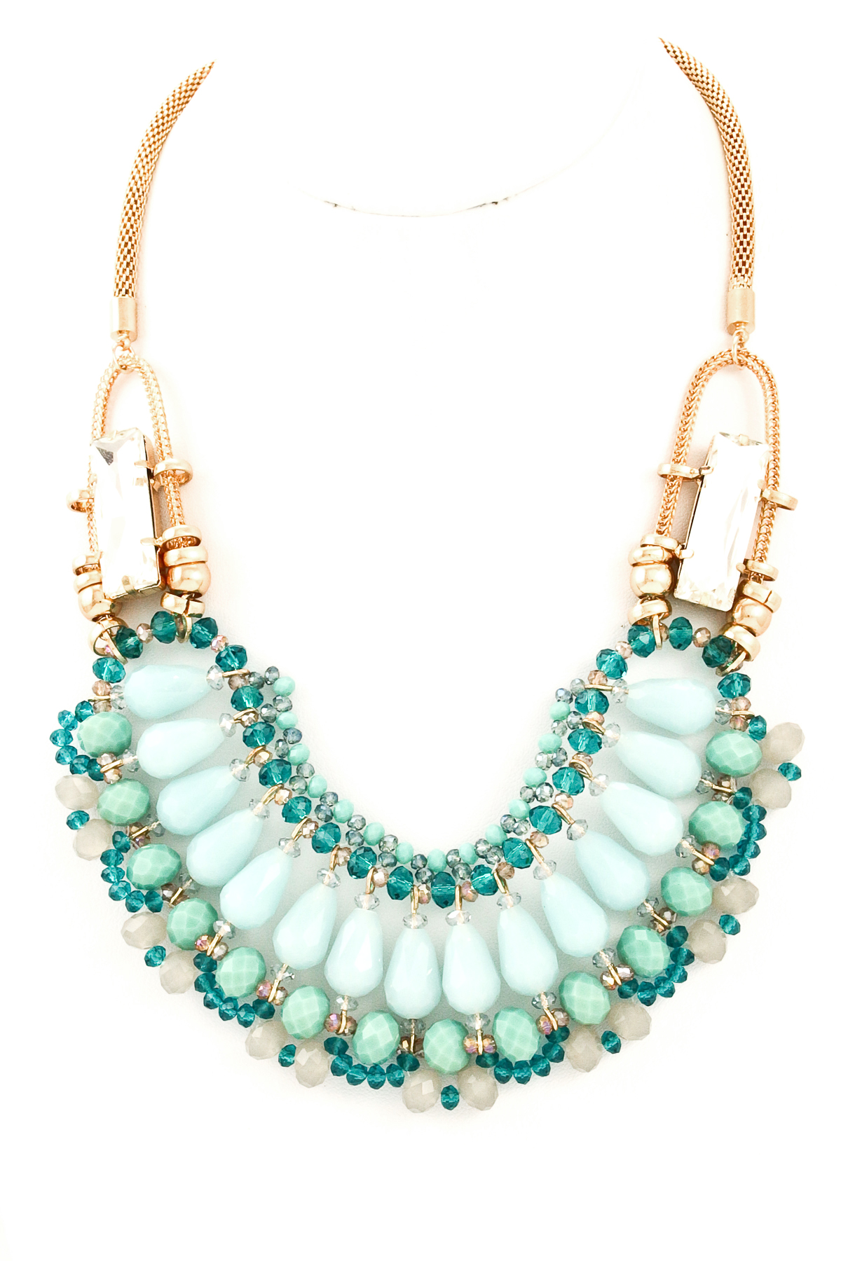Beaded Acrylic Bib Necklace Necklaces