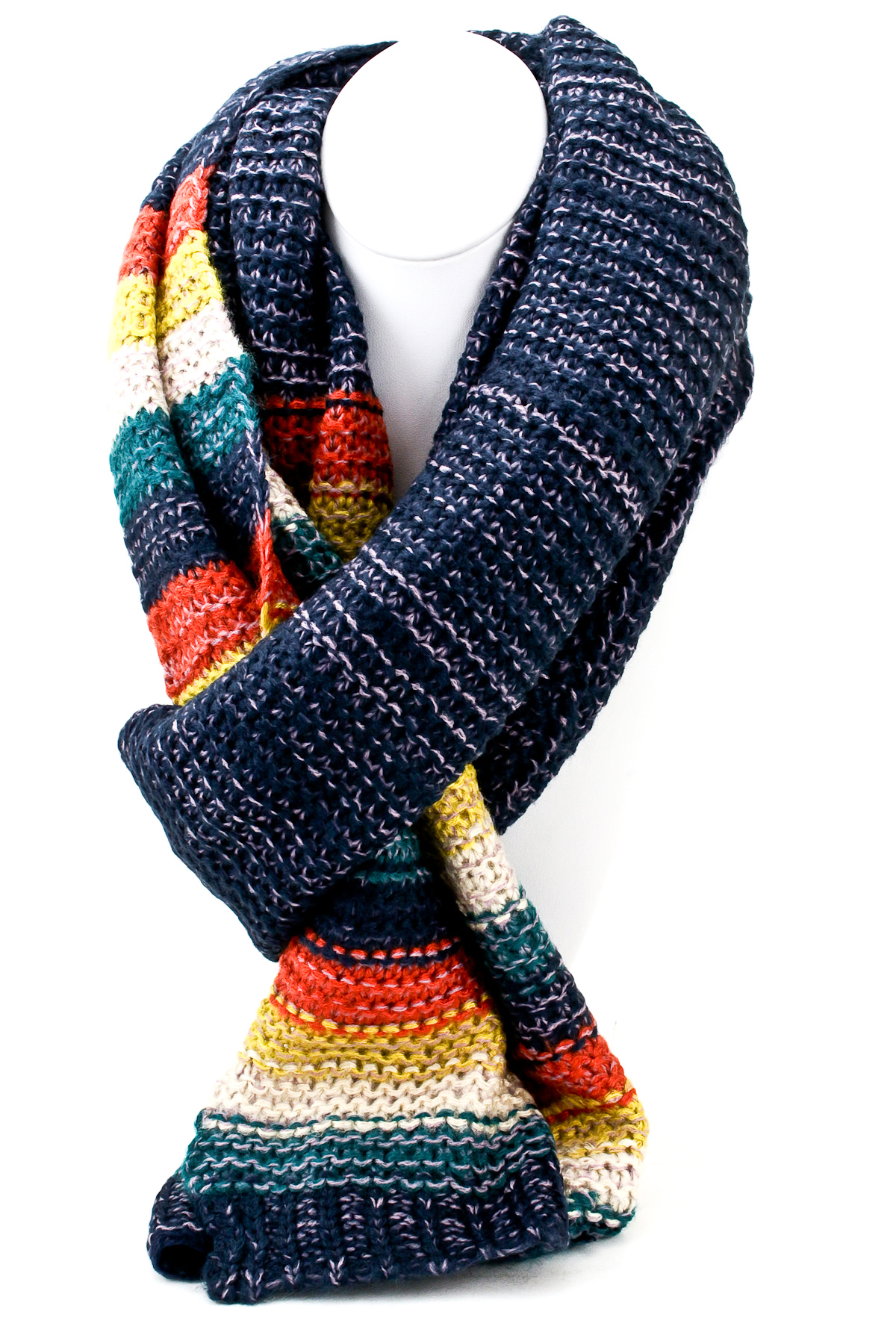 Knit Multi Color Block Scarf Scarves