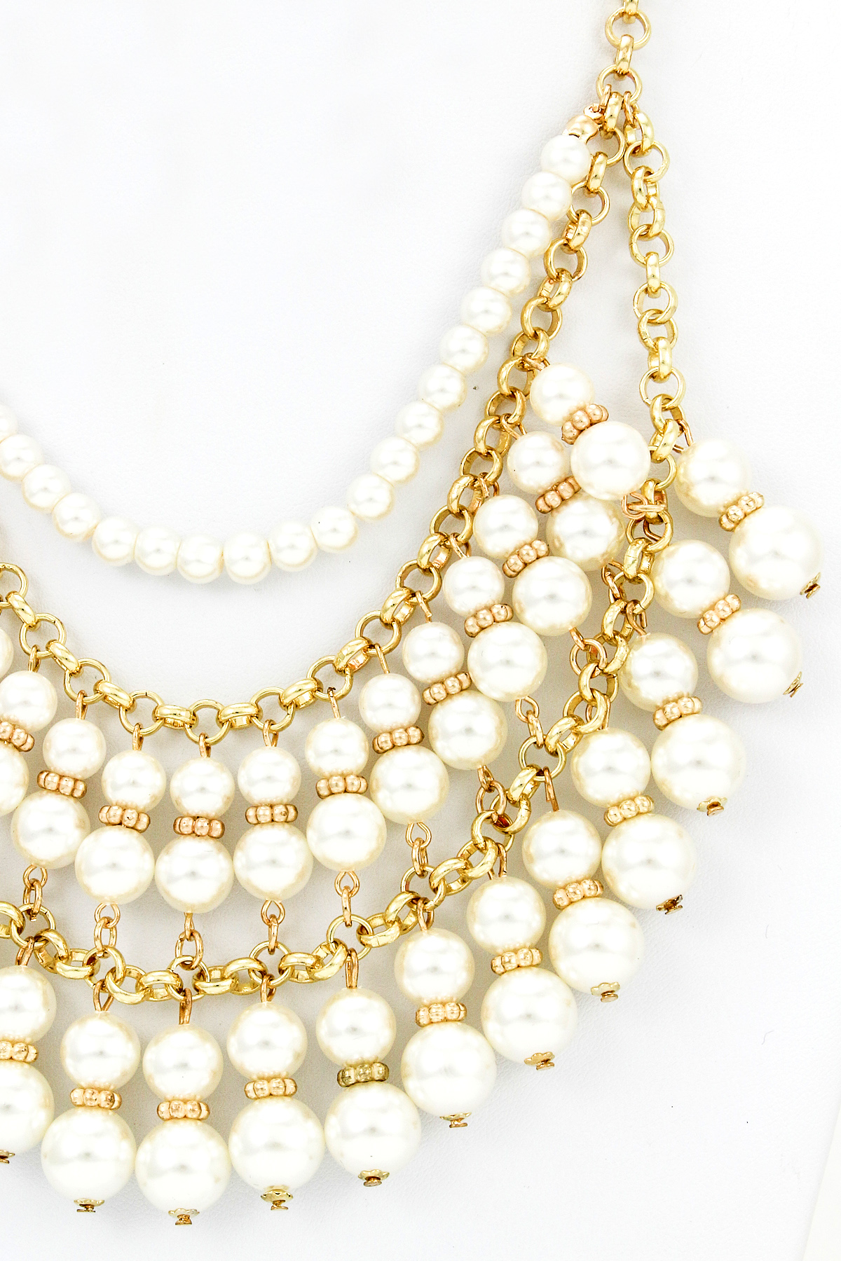 Cascading Pearl Bib Necklace Set Necklaces