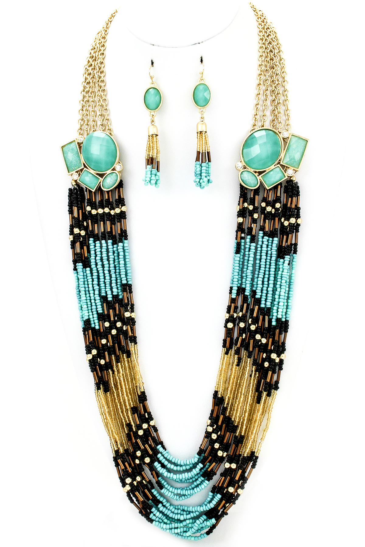 Multi Strand Seed Bead Necklace Set Necklaces