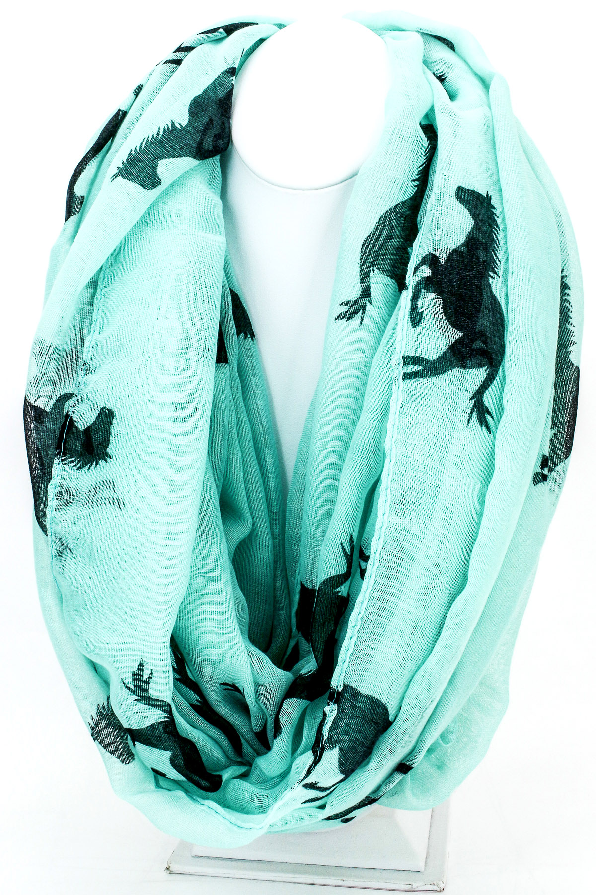 Woven Horse Print Infinity Scarf Scarves