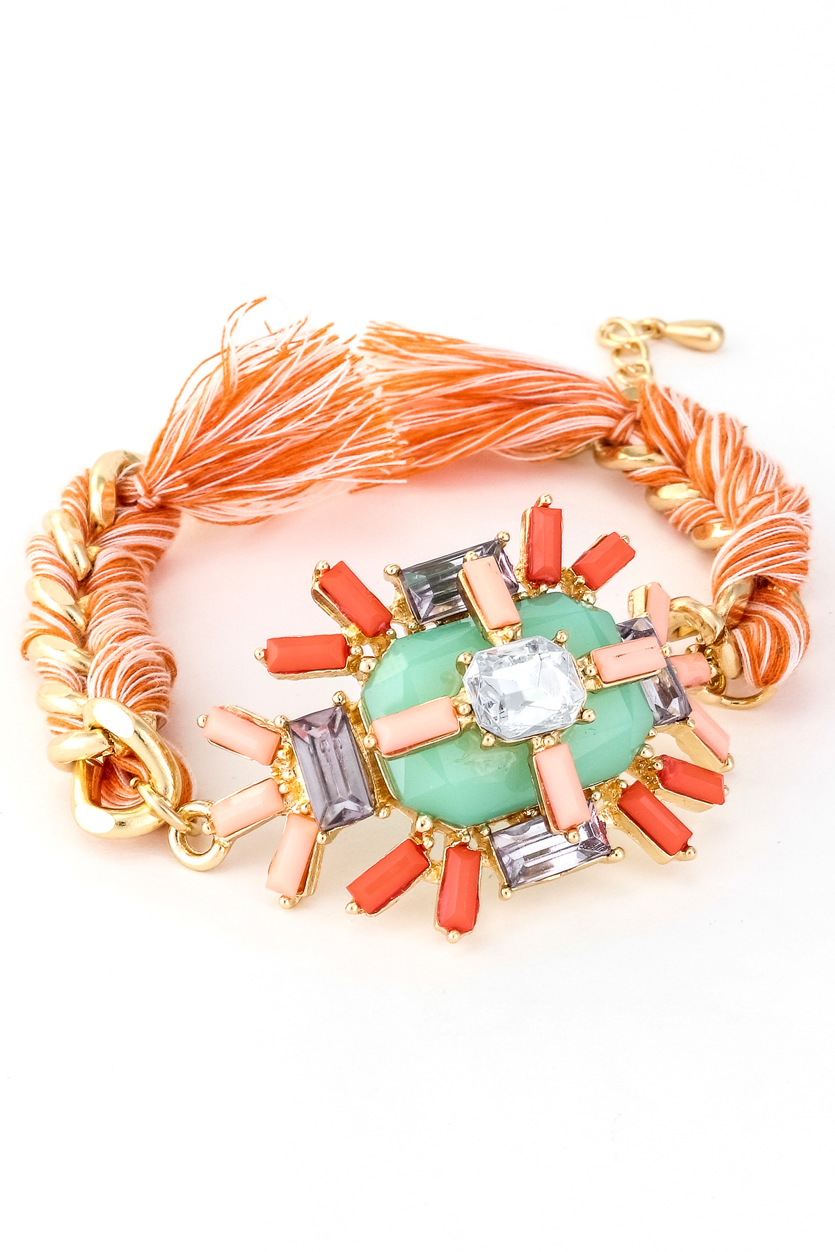 Jewel threaded chain link bracelet bracelets