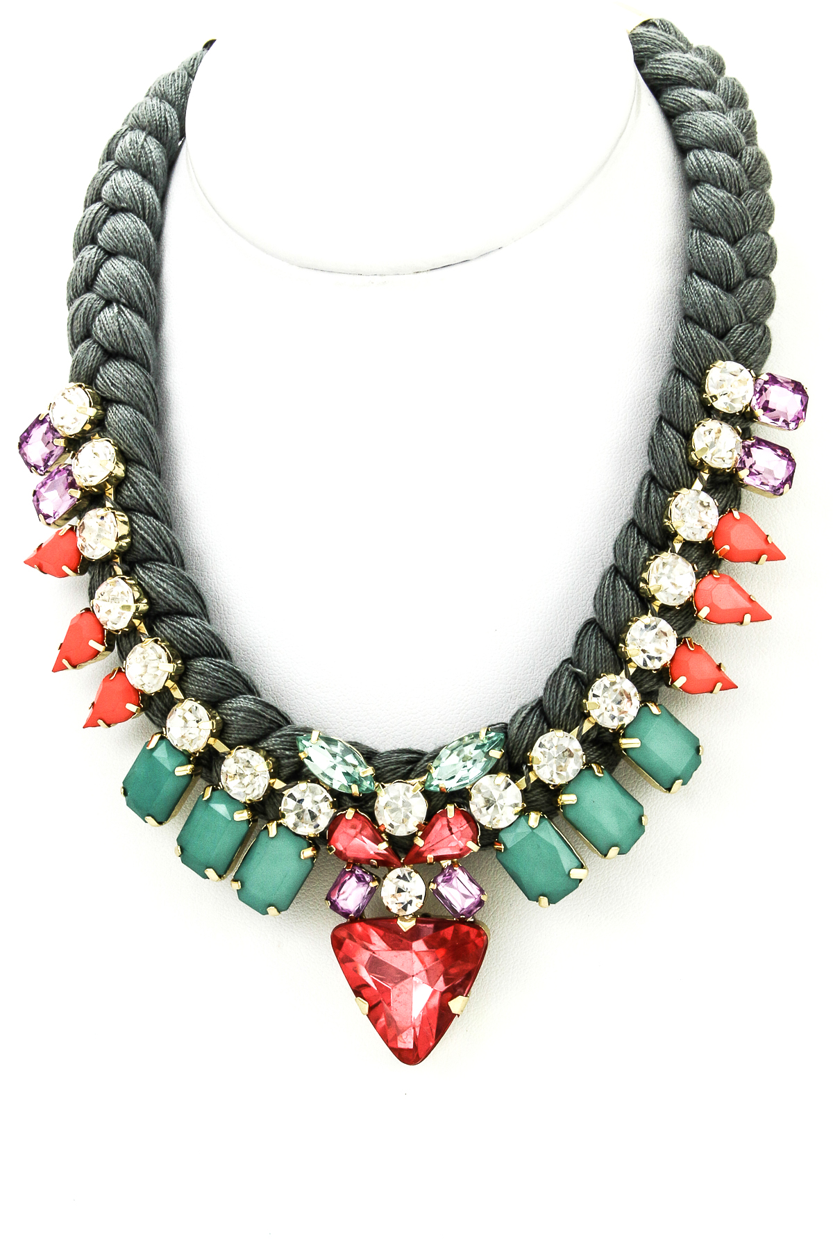 Jewel Braided Rope Necklace Necklaces