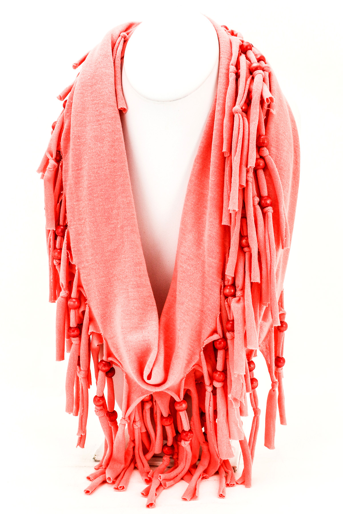 Woven Beaded Knotted Fringe Scarf Scarves