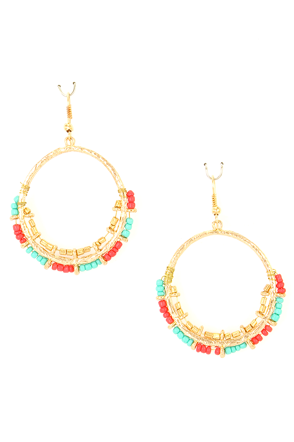 Seed Bead Dangle Hoop Earring Earrings