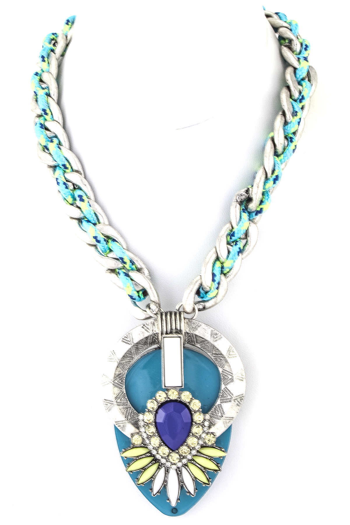 Rhinestone Studded Teardrop Fan Necklace Necklaces