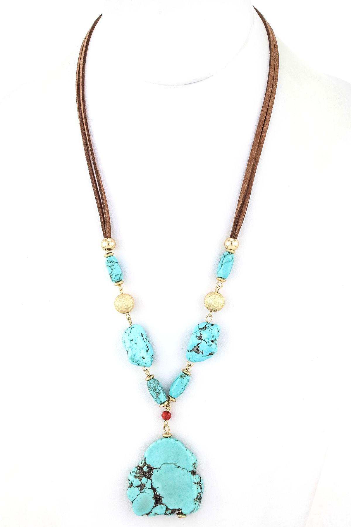 Semi Precious Stone Suede Cord Necklace Necklaces