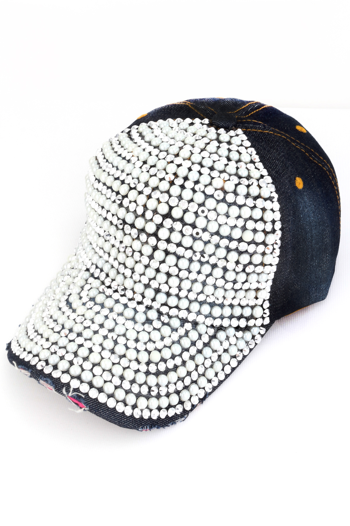 Rhinestone and Pearl Studded Hat Hats