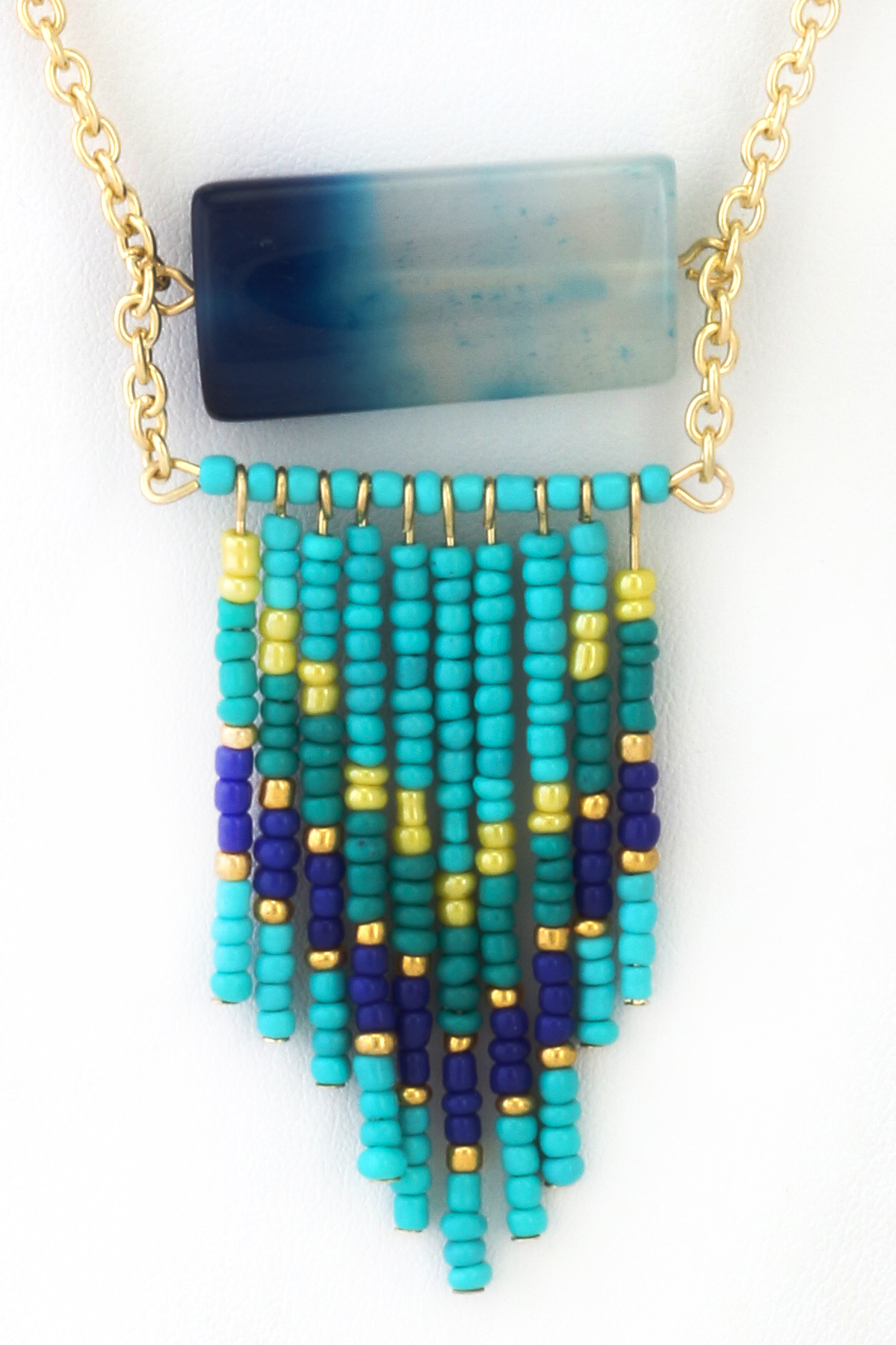 Seed Bead Fringe Pendant Necklace Set Necklaces