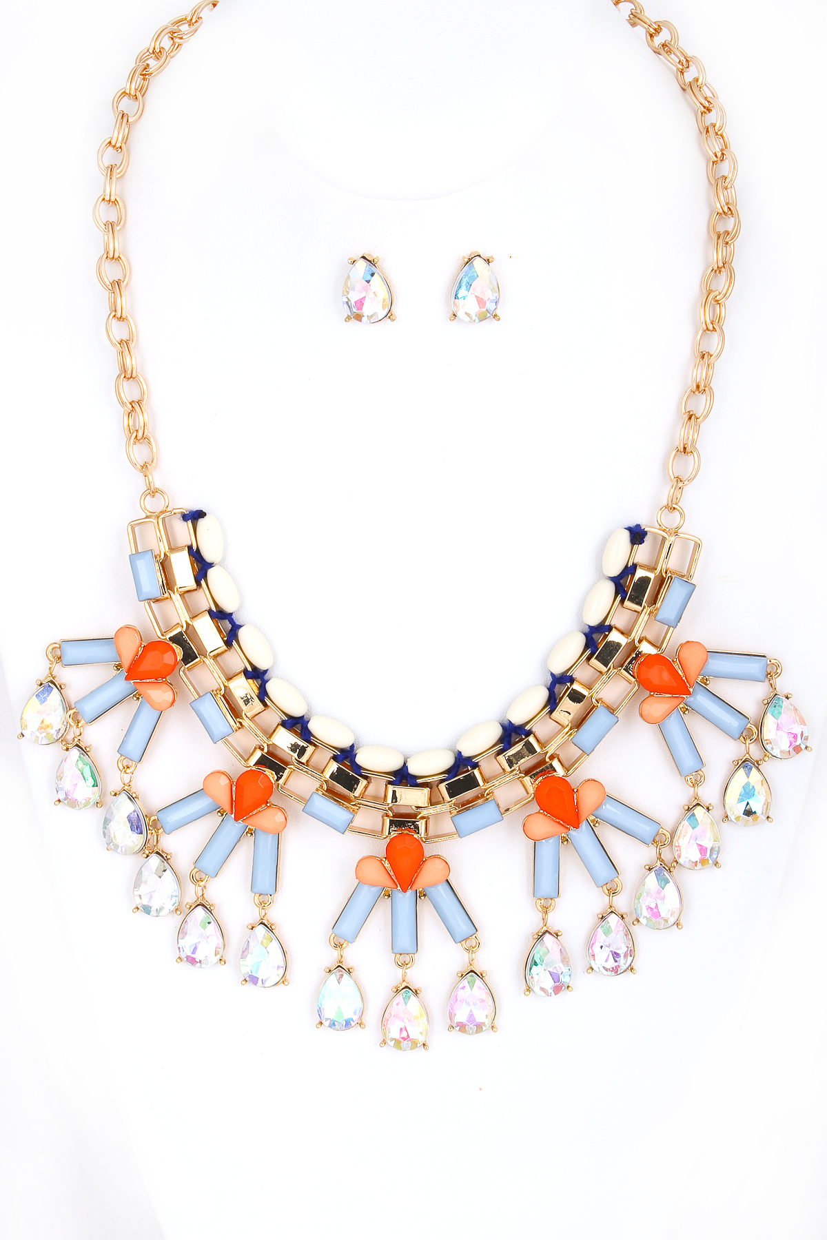 Acrylic Jewel Bib Necklace Set Necklaces