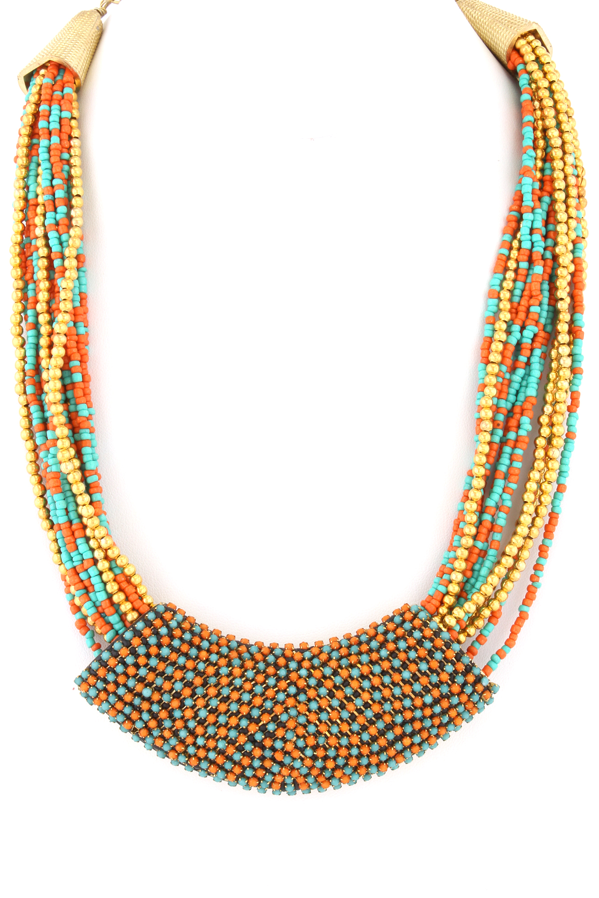 Layered Seed Bead Cluster Bib Necklace Necklaces