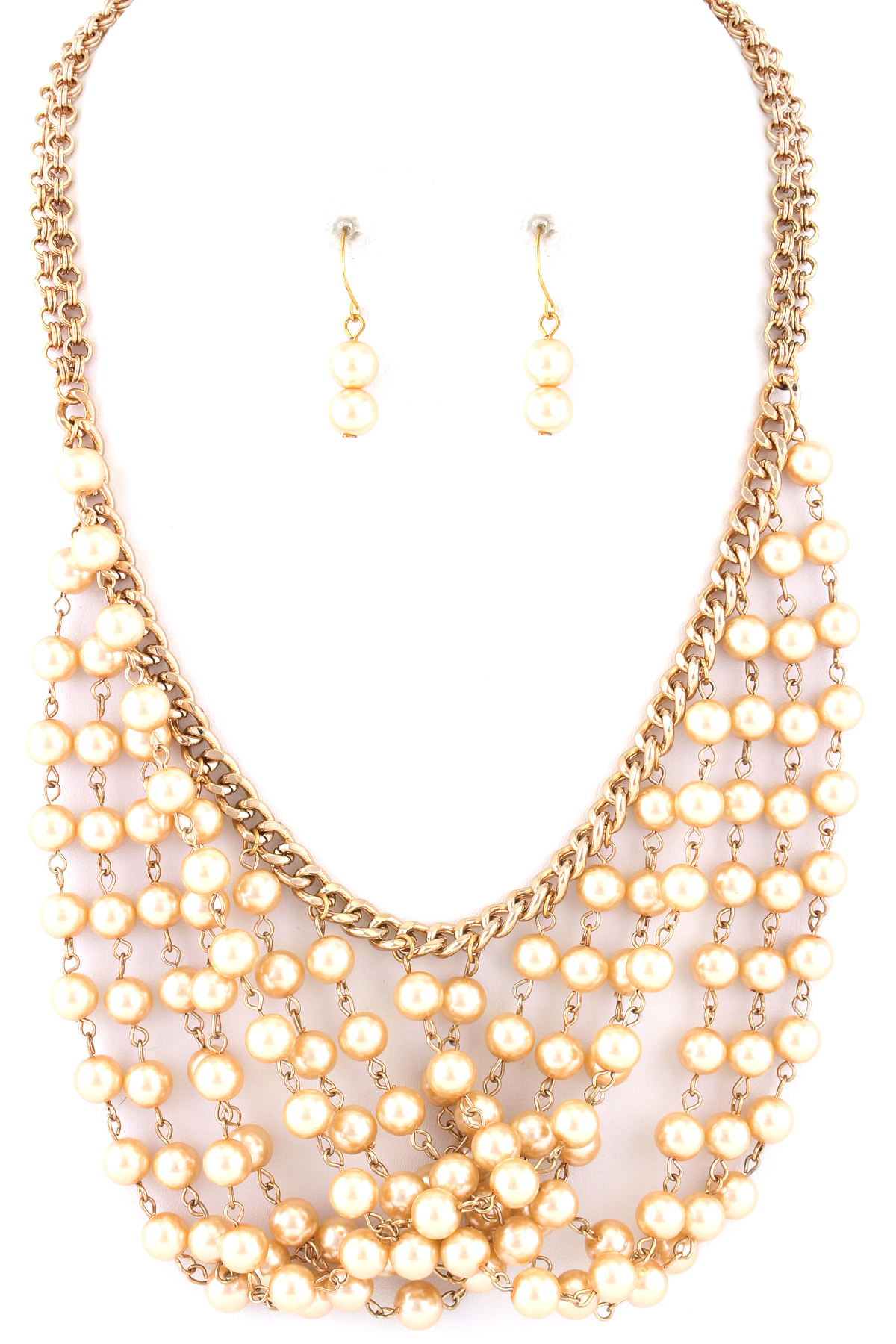 Acrylic Pearl Bib Necklace Set Necklaces