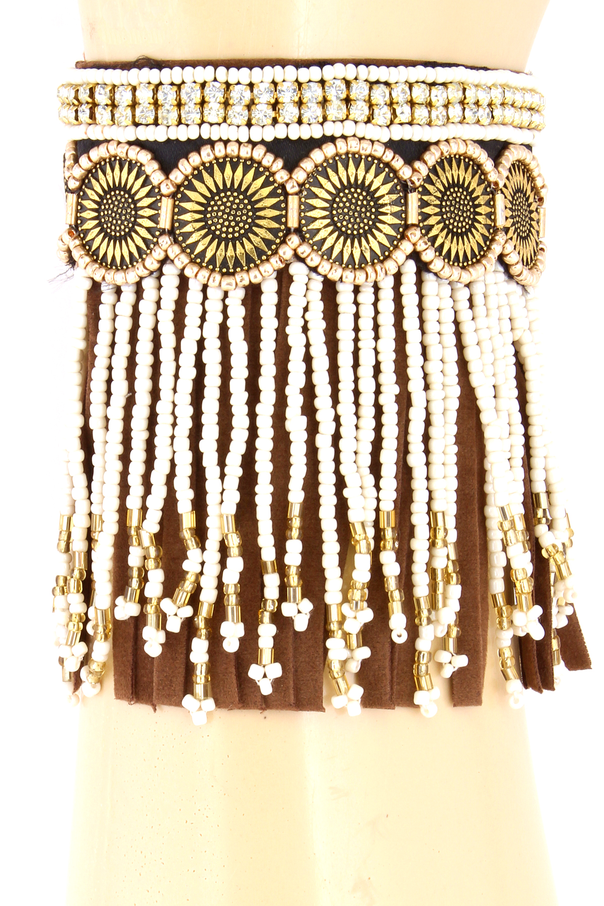 Sunflower Suede Seed Bead Fringe Bracelet Bracelets