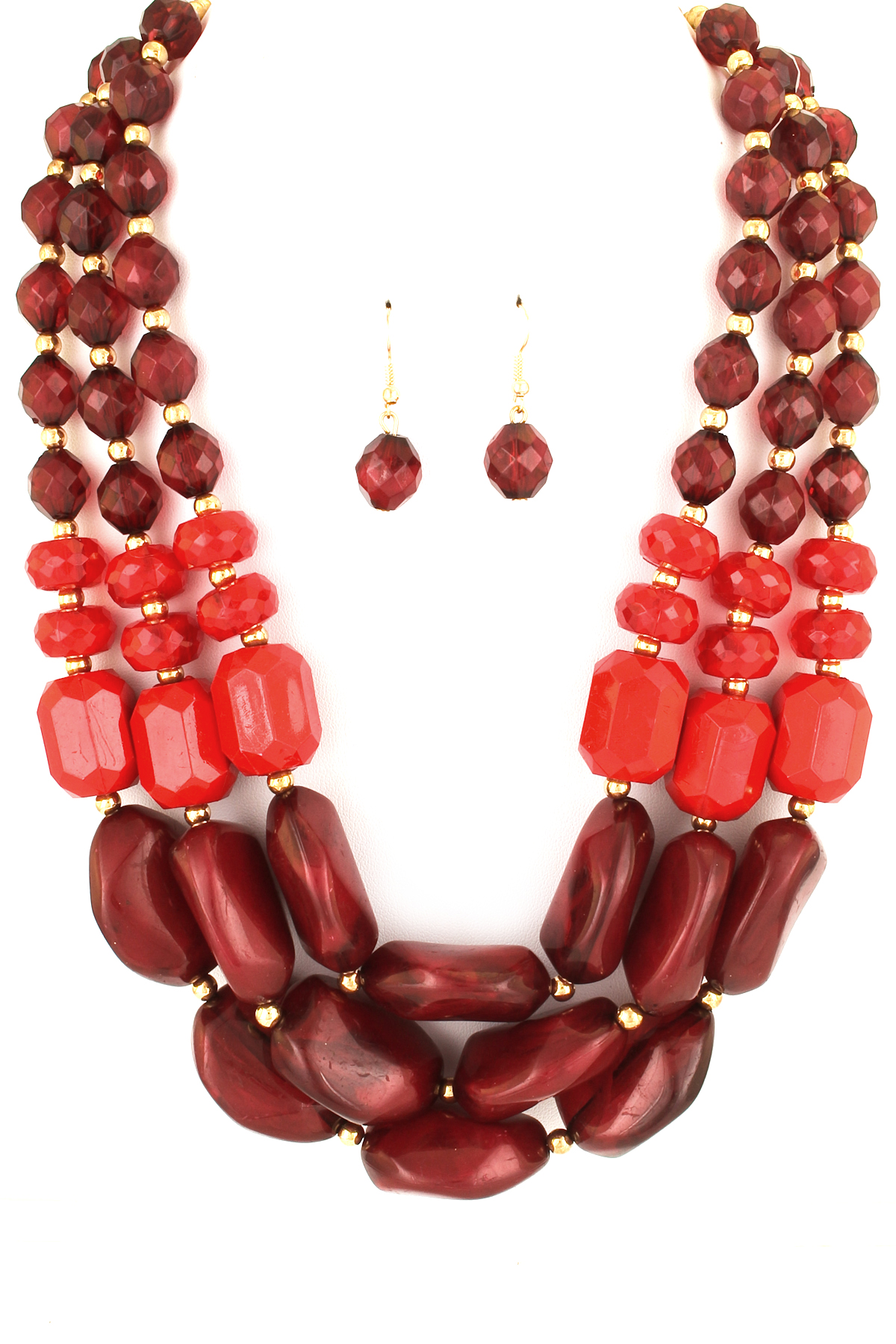 Three Layered Resin Bead Necklace Set Necklaces
