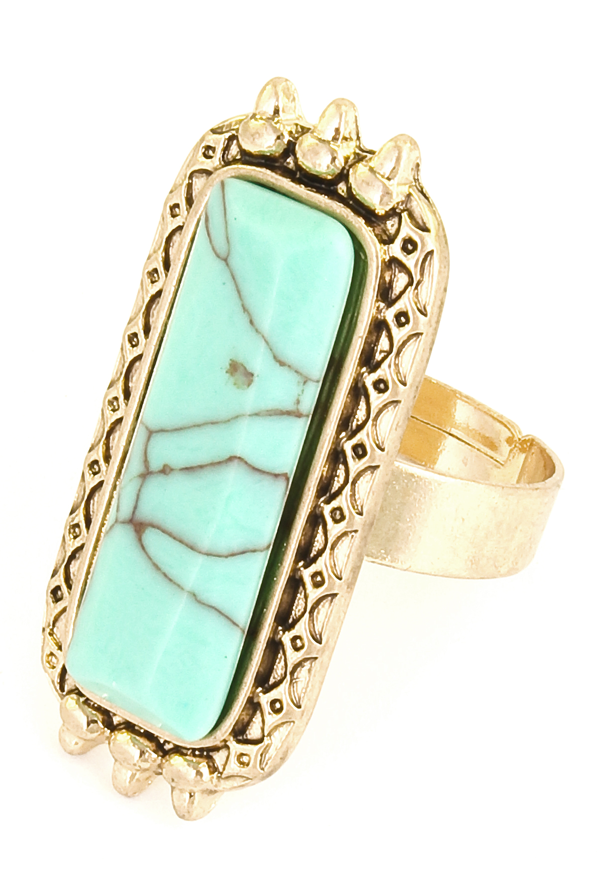 Rectangular Semi Precious Stone Ring Rings