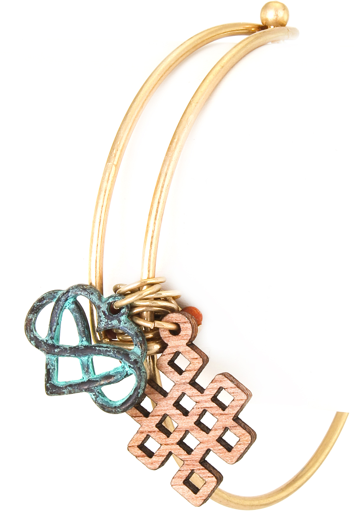 Wooden Endless Knot Charm Bangle Bracelet Bracelets