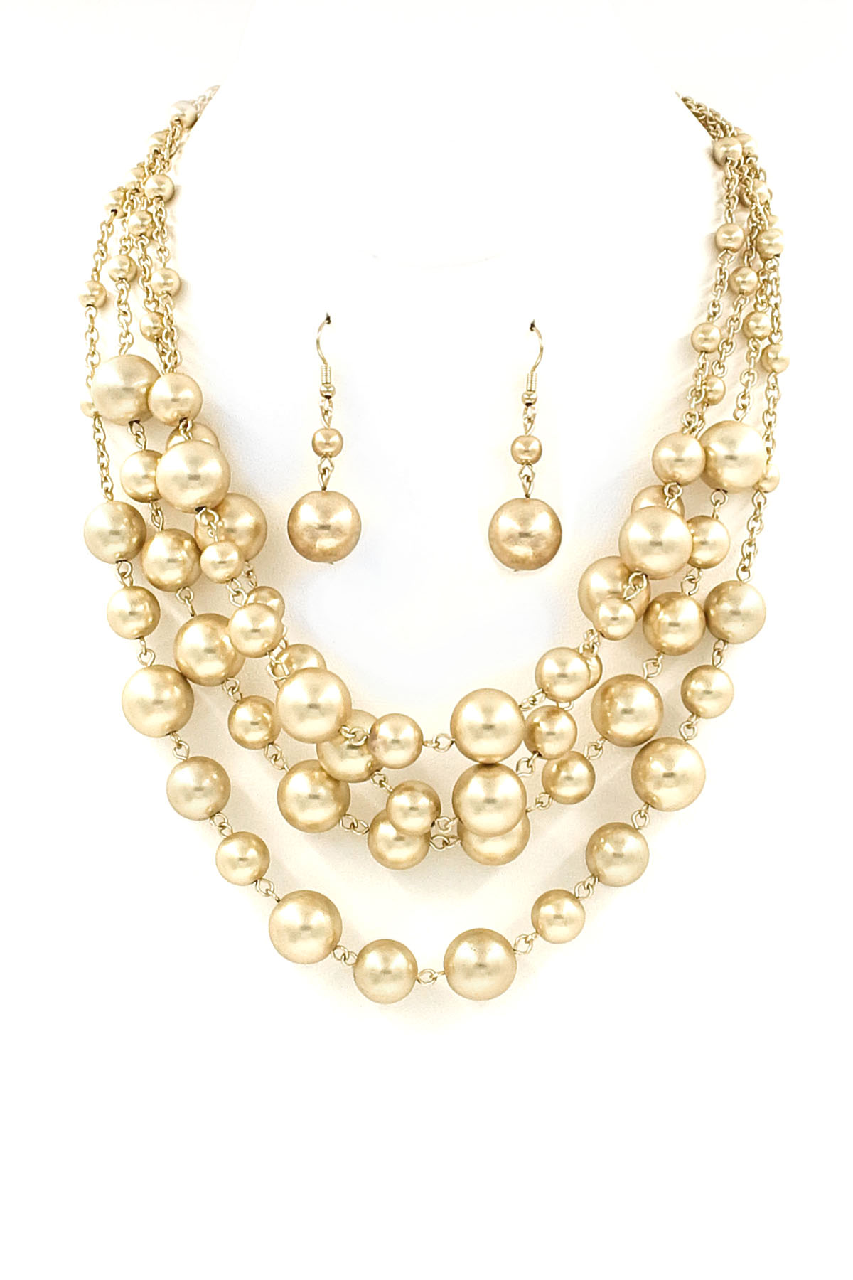 Layered Metal Ball Bead Necklace Necklaces