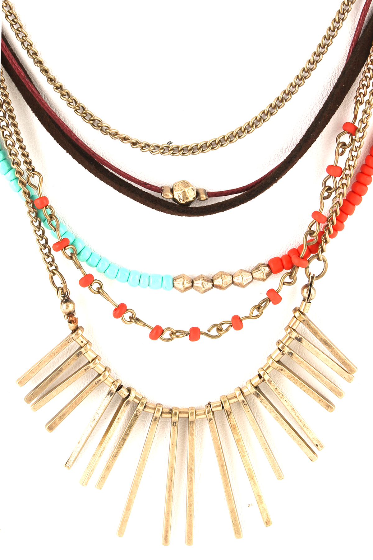 Multi Layered Seed Bead and Suede Cord Necklace Necklaces