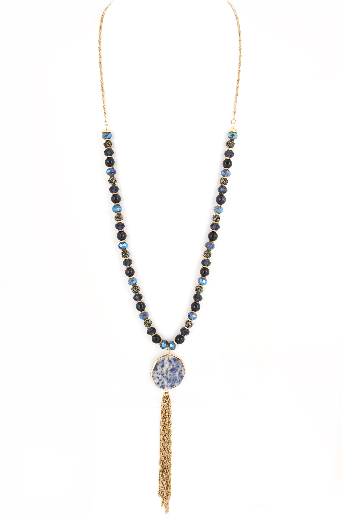 Glass Bead Necklace with Tassel attachment Necklaces