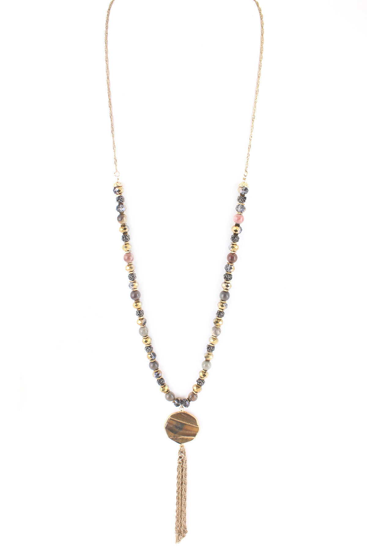 Glass Bead Necklace with Tassel attachment Necklaces
