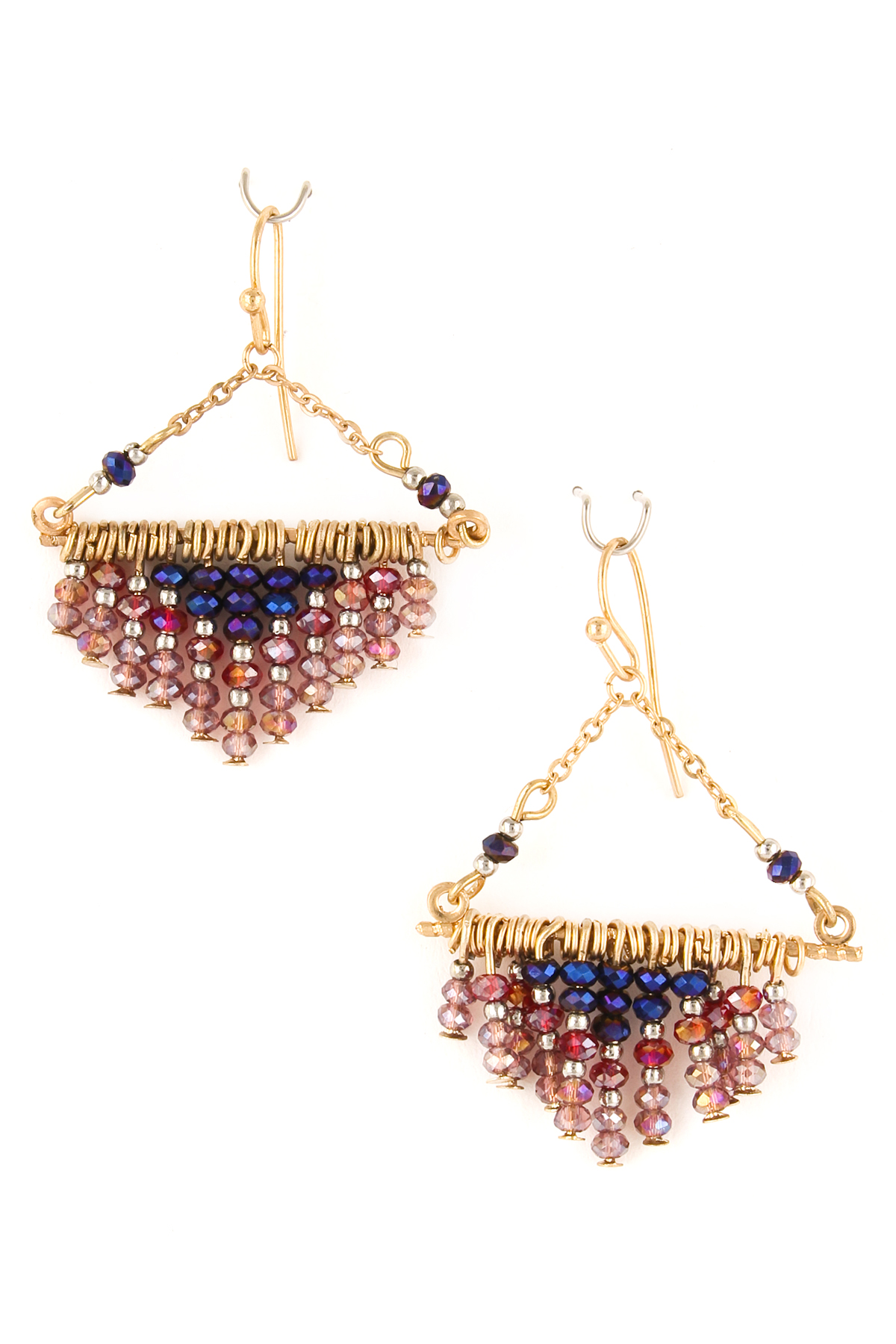 Glass Bead Triangle Earrings