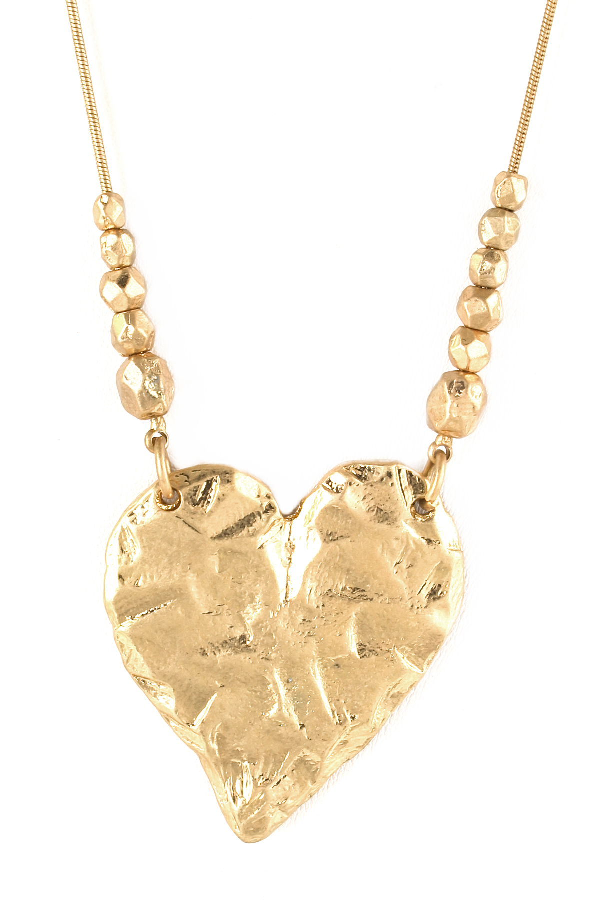 Metal Hammered Heart Pendant Necklace Necklaces