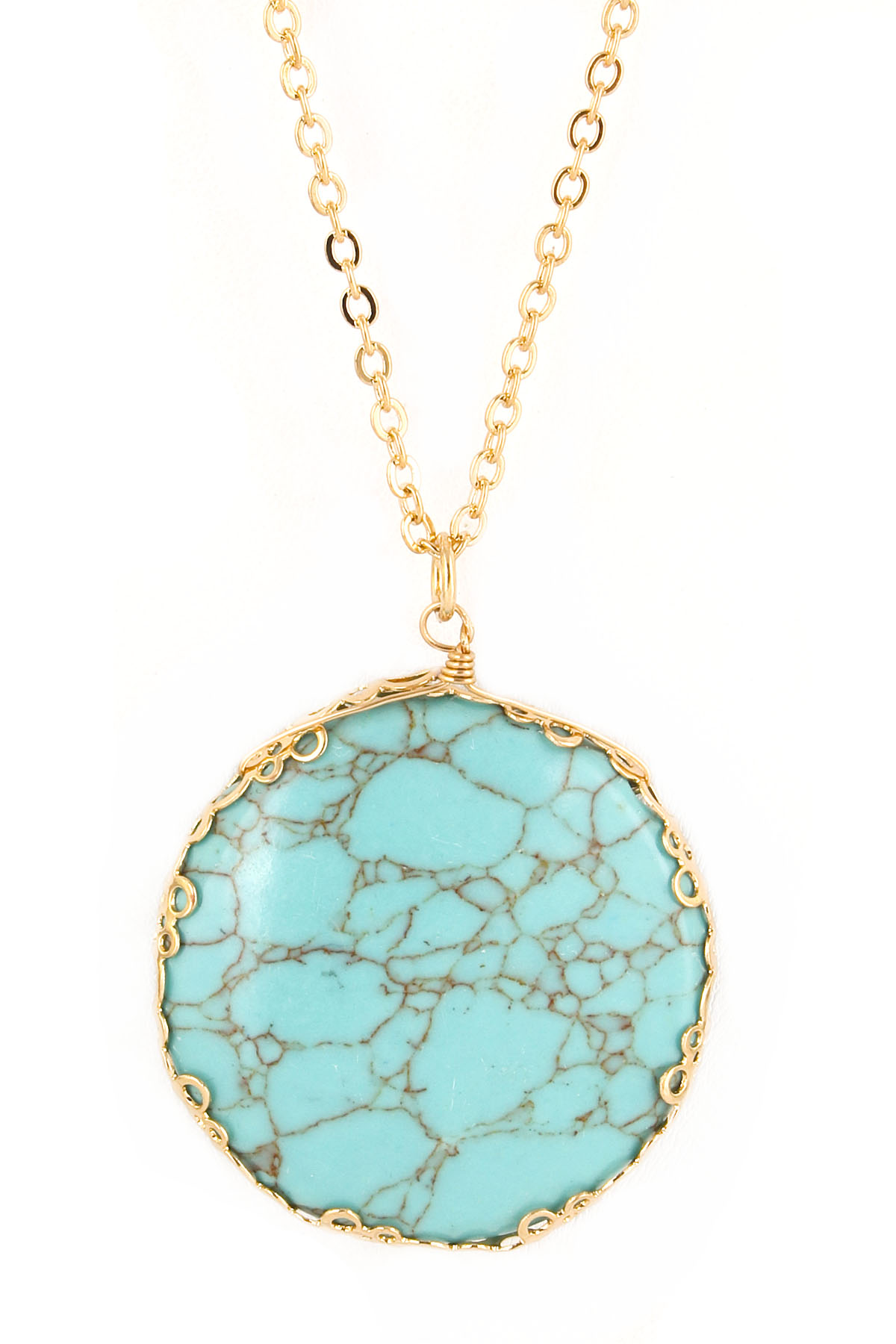 Semi Precious Stone Circle Pendant Necklace Necklaces