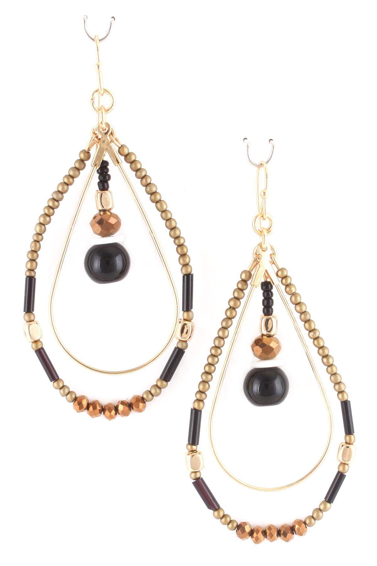 Seed Bead Layered Teardrop Earrings