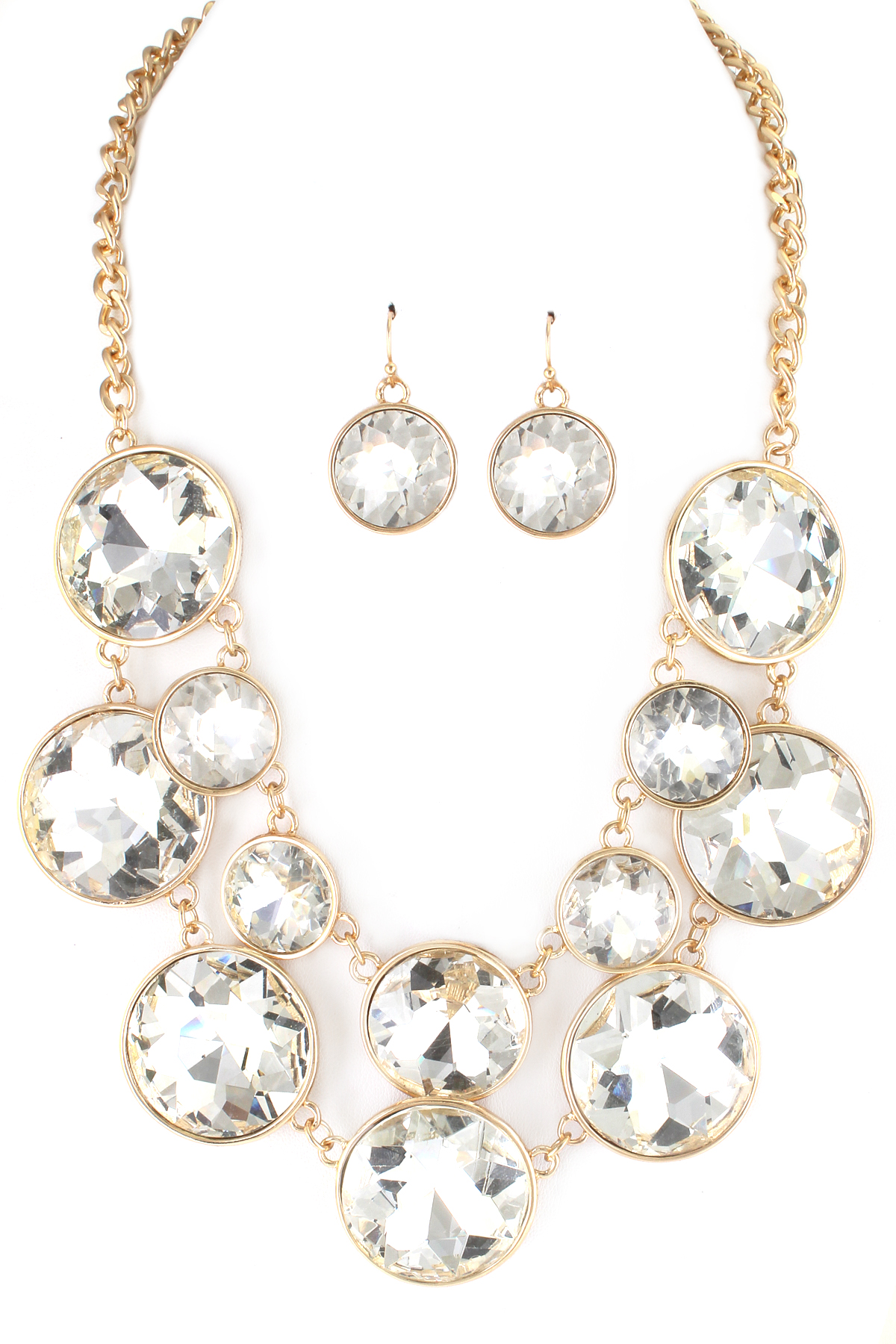 Layered Circular Jewel Necklace Set Necklaces