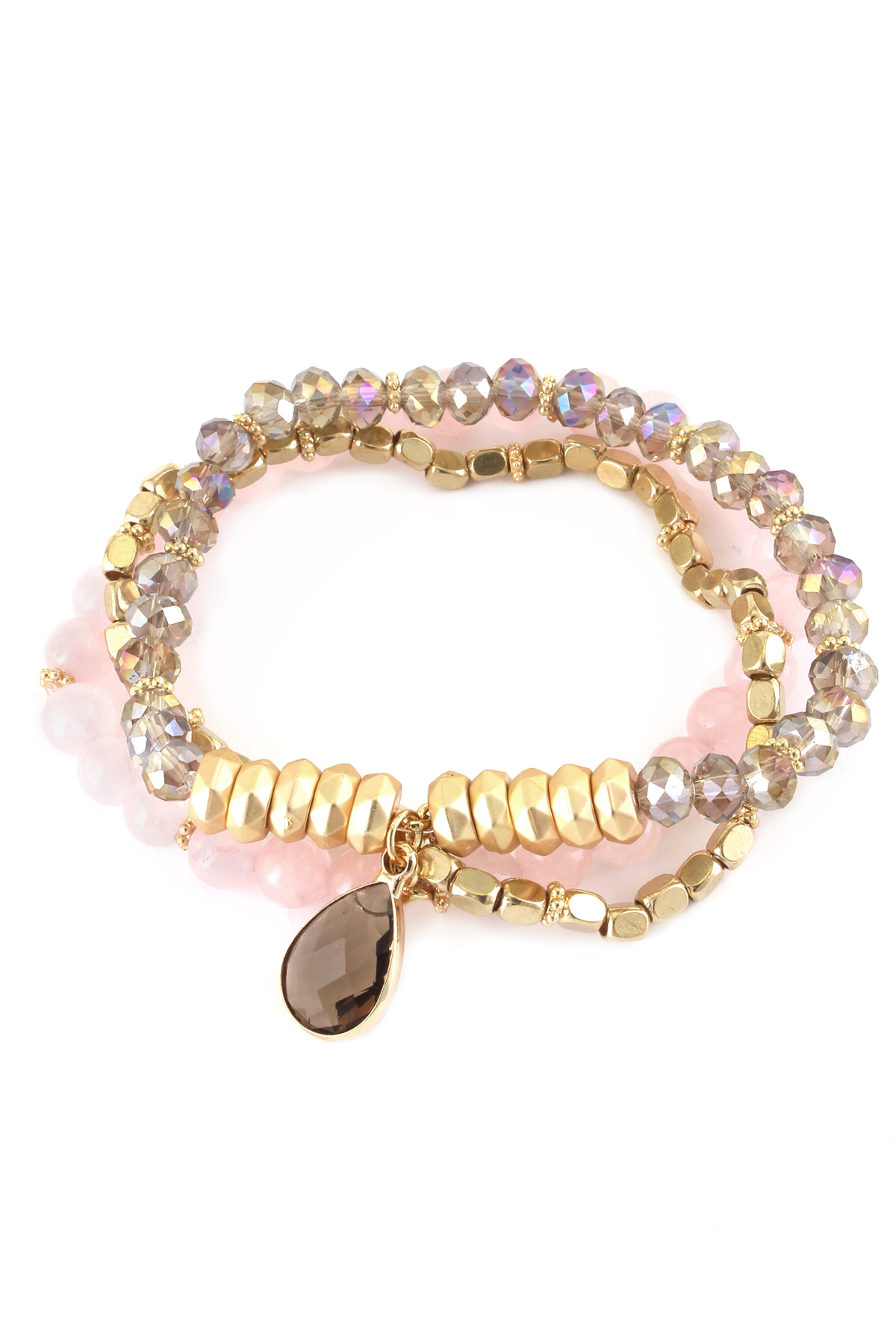 Triple Layered Glass Jewel Bracelet Set Bracelets