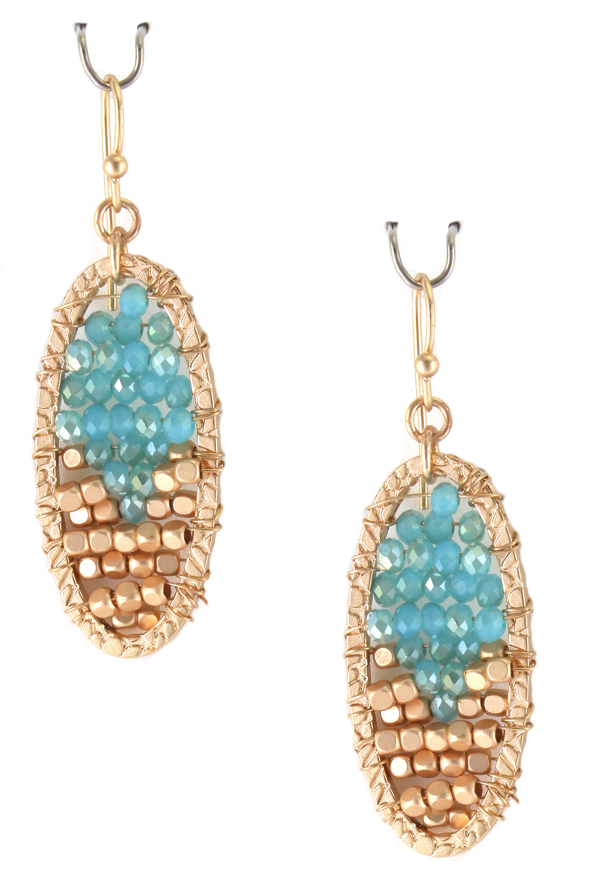 Oval Glass Bead Drop Earrings