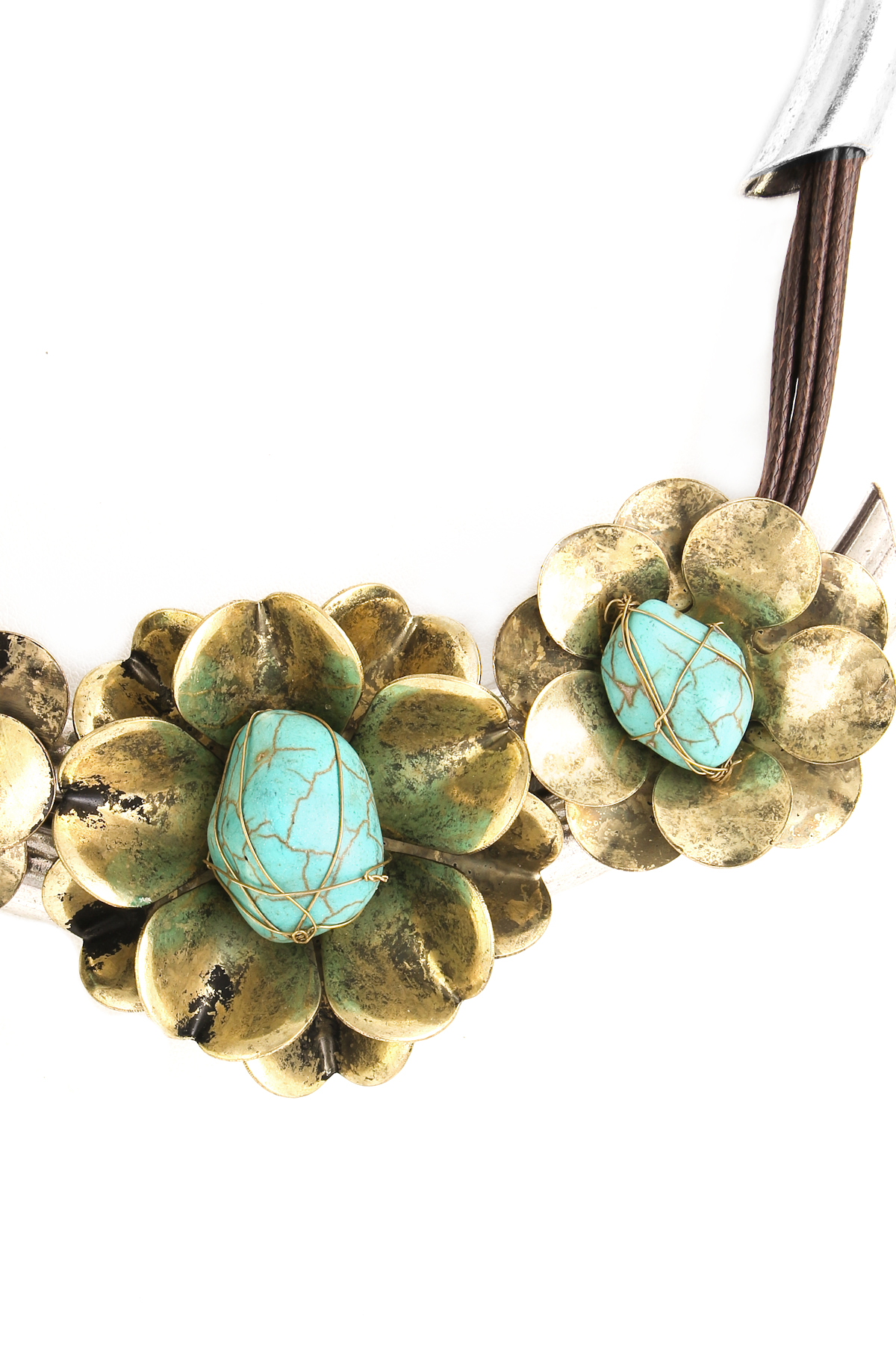 Metal Daisy Stone Cord Necklace Set Necklaces