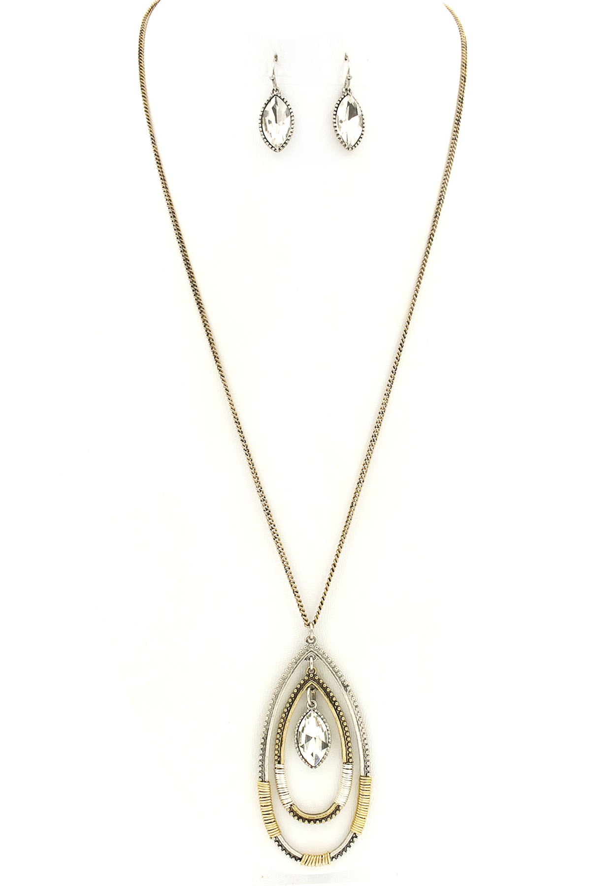 Teardrop Wire Wrap Pendant Necklace Set Necklaces