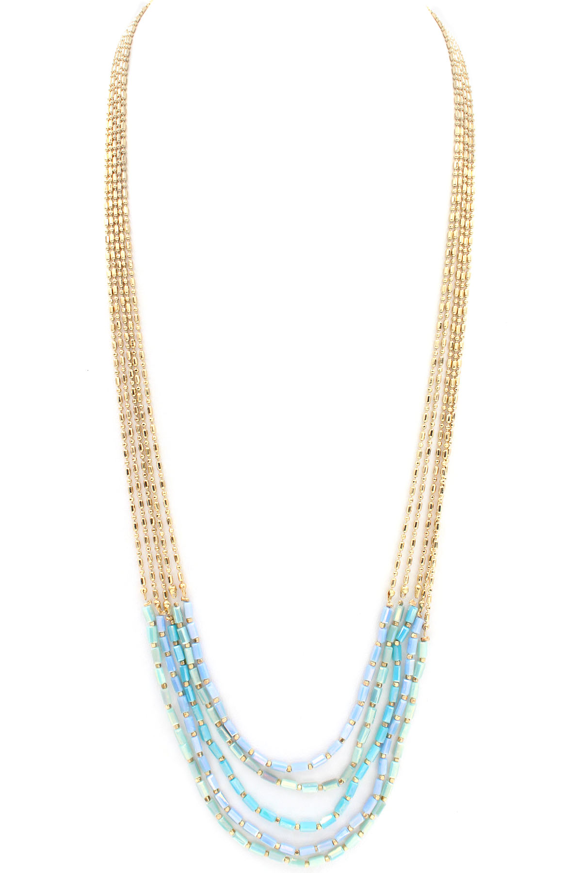 Layered Glass Tube Bead Necklace Necklaces