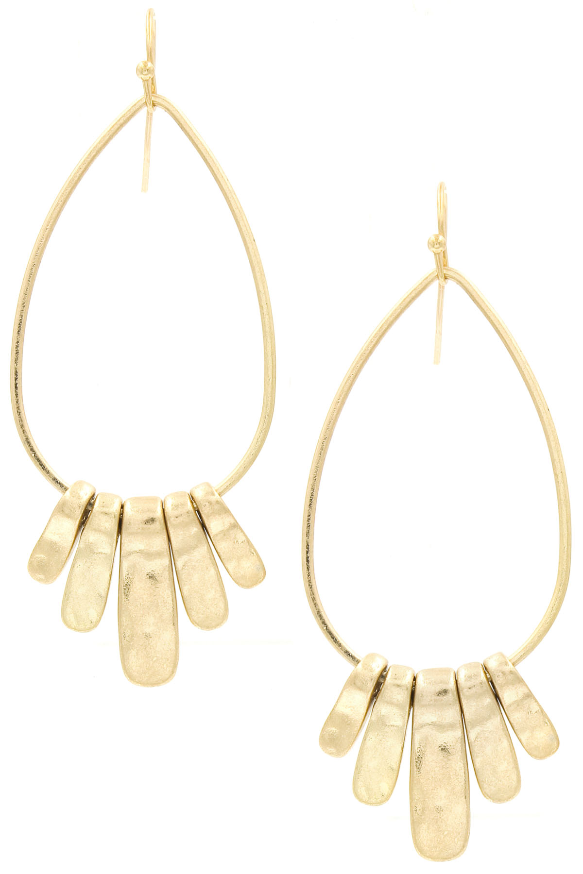 Metal Teardrop Fringe Drop Earrings
