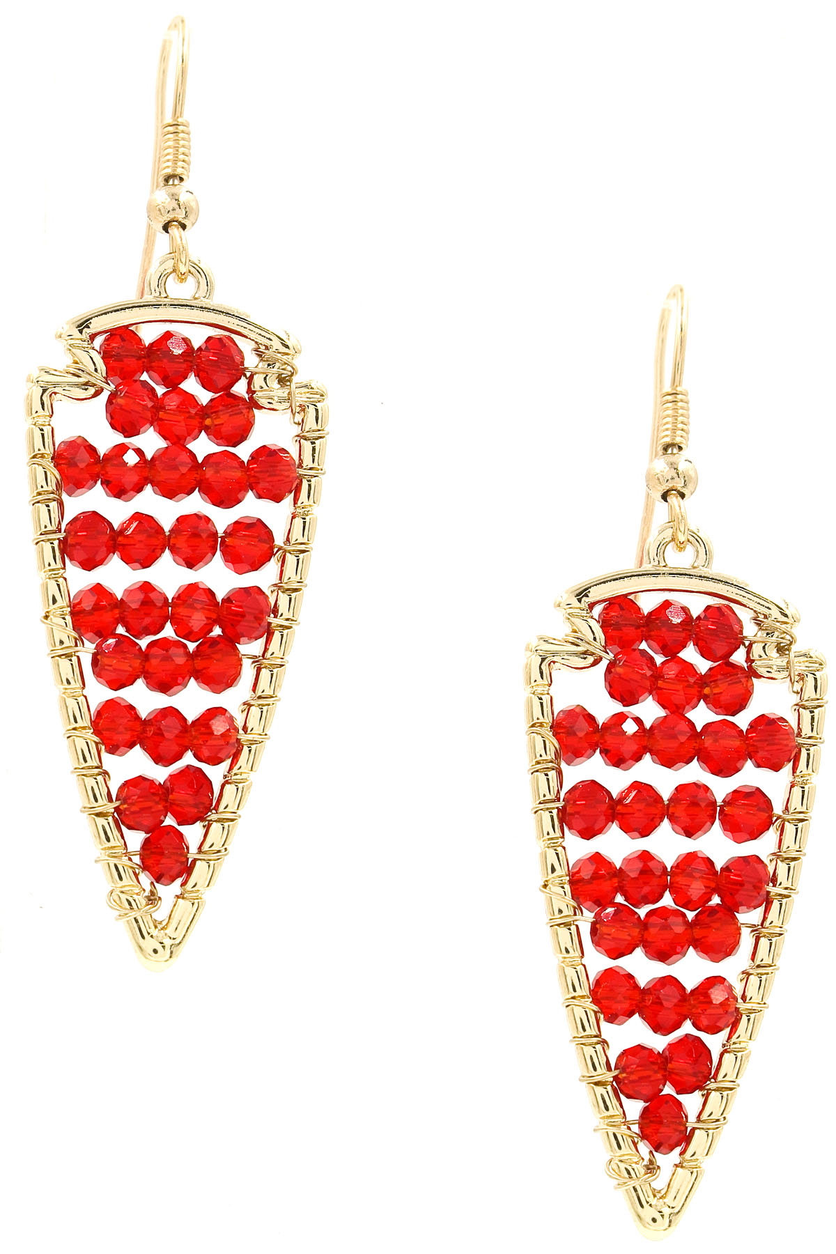 Glass Bead Arrowhead Drop Earrings