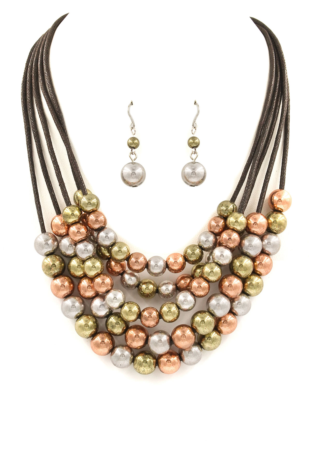 Beaded Layered Cord Necklace Set Necklaces