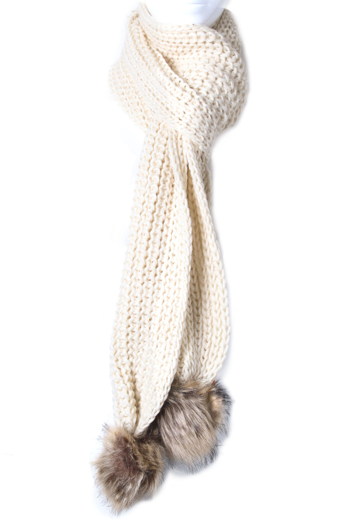 Knit Pom Pom Scarf - Scarves