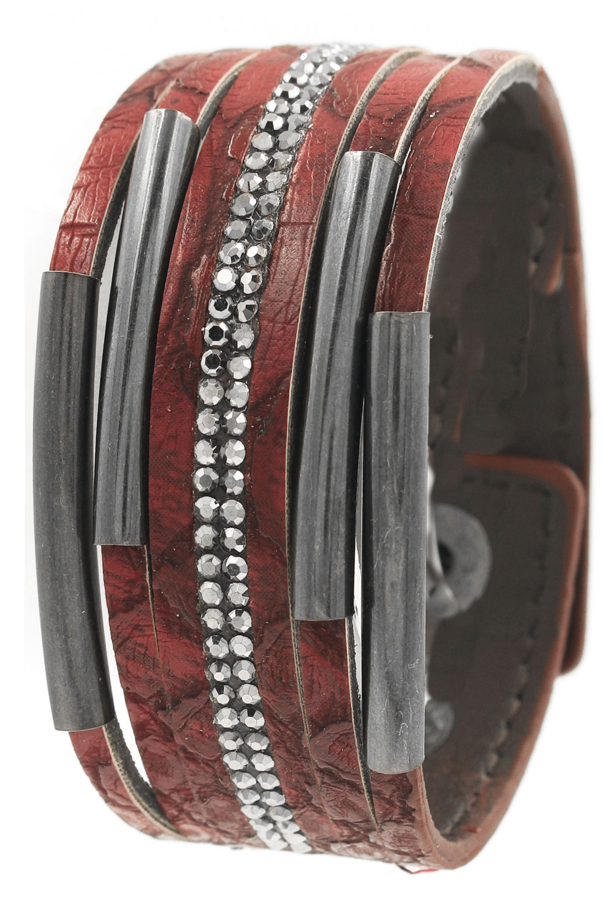 Faux Leather ScaleTextured Layered Bracelet Bracelets