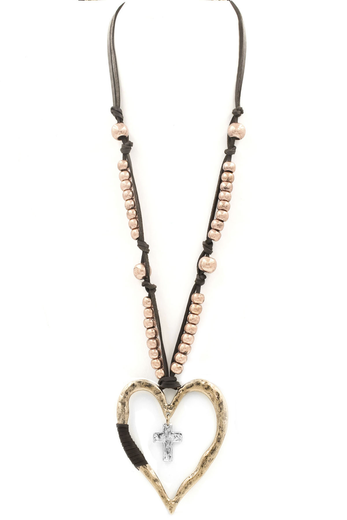 Hammered Heart/Cross Pendant Necklace Necklaces