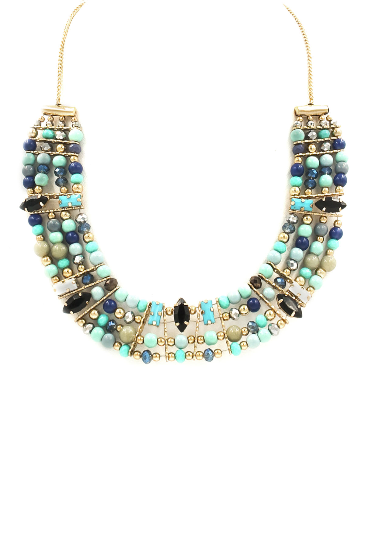 Layered Glass/Faceted Bead Bib Necklace Necklaces