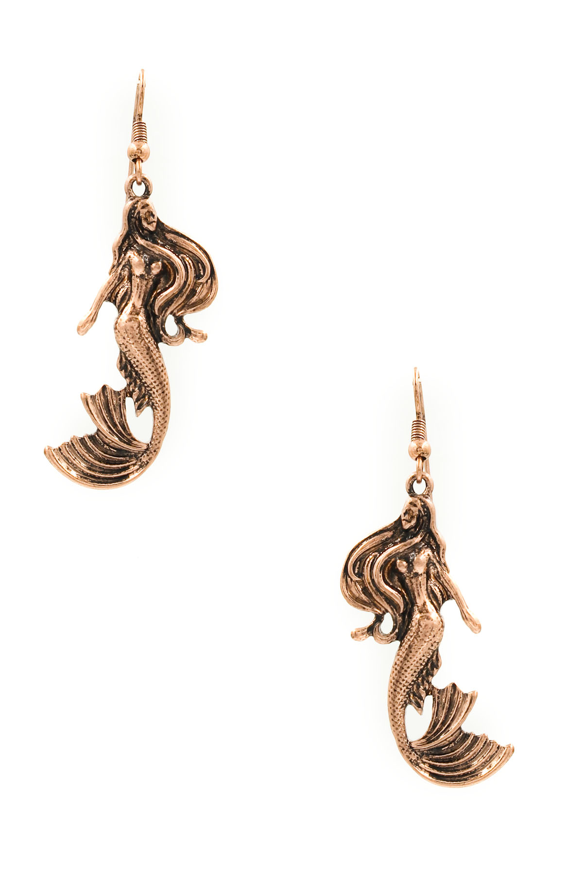 textured metal mermaid drop earrings textured metal mermaid drop earrings