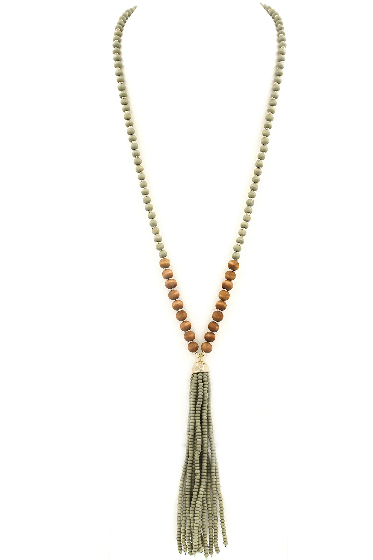 Long beaded necklace with tassel Clearance