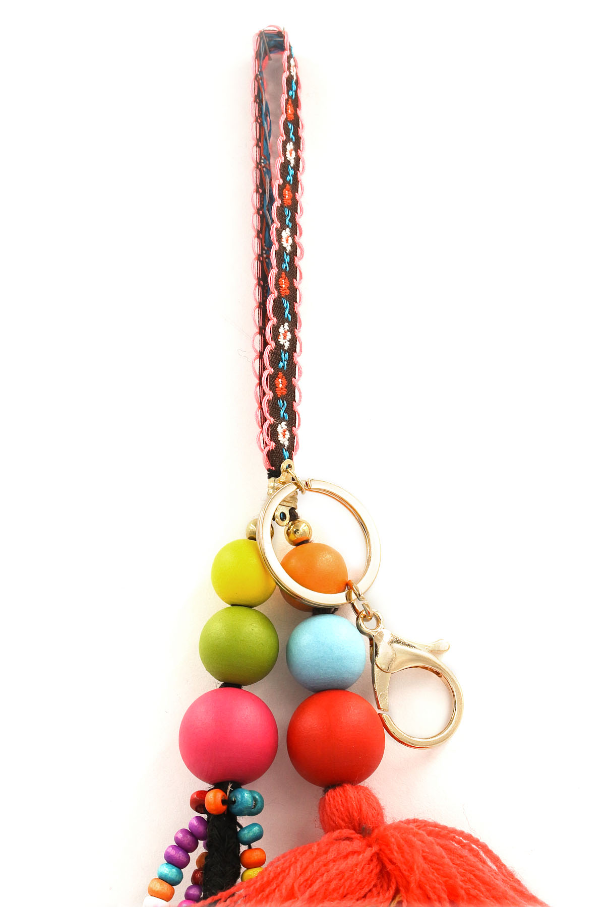 Pom Pom/Tassel Wood Bead Key Chain Key Chains