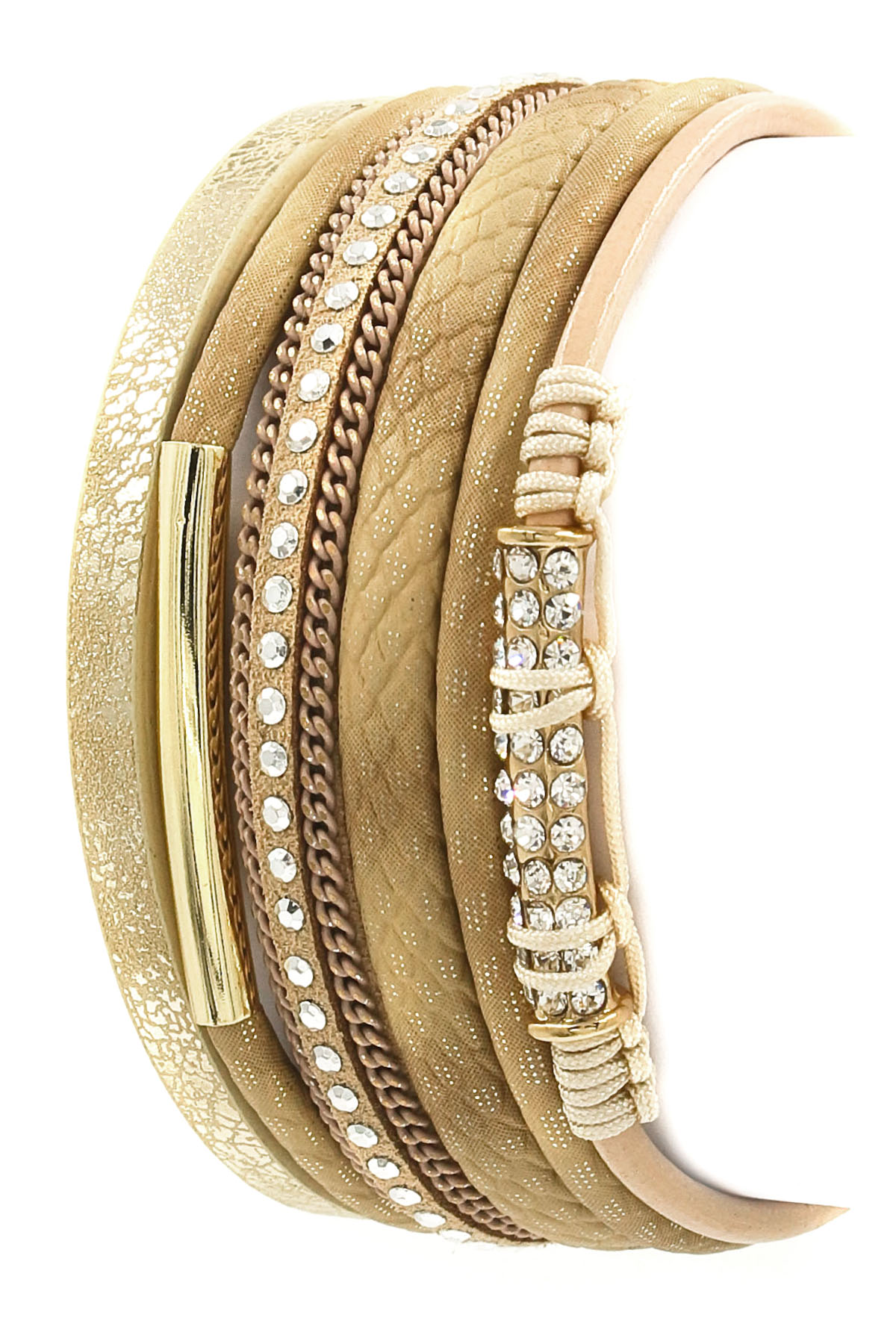 Rhinestone Faux Leather Wrap Bracelet Bracelets