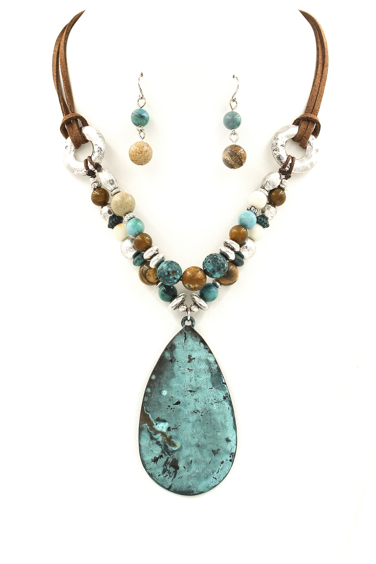 Hammered Metal Teardrop Pendant Necklace Necklaces